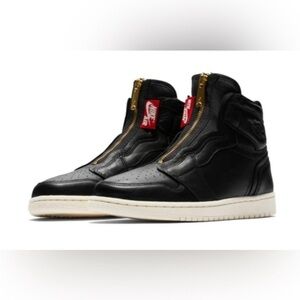 Air Jordan 1 Retro High Zip Black Sail Leather Gold Women’s 7.5 Punk Streetwear